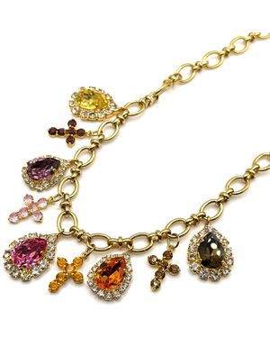Achala Handcrafted Elegant Crystal Charm Necklace - Metallic