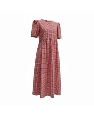 BEIRA Flora Dress – Gingham Cotton - Red