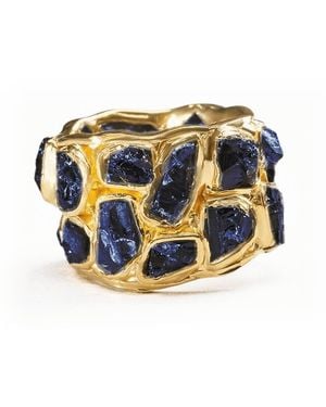 German Kabirski Alcina Natural Raw Sapphire Plated Ring - Multicolour