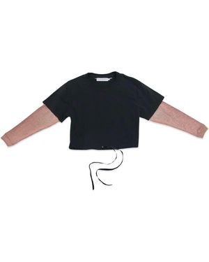 Bradford Row Bia Double Sleeve Cropped Top - Black