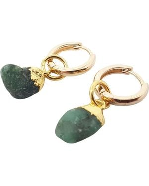 Sophelia Raw Emerald May Birthstone Plated Huggies - Metallic