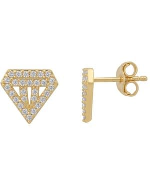 Spero London Sterling Diamond Stud Earrings - Metallic