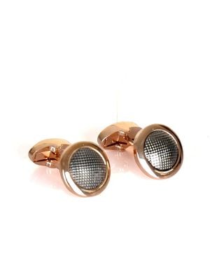 DAVID WEJ Circle Patterned Cufflinks - Brown