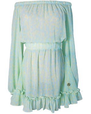 Ak Royalty Resortwear Neutrals Chelsea Dress Mint Leopard - Blue