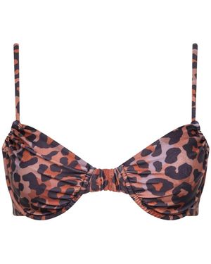 Playaluxe Capri Leopard Ruched Underwire Bikini Top - Purple