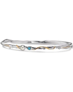 Isla Silver Delicate Opal & Freshwater Pearl Bangle - White