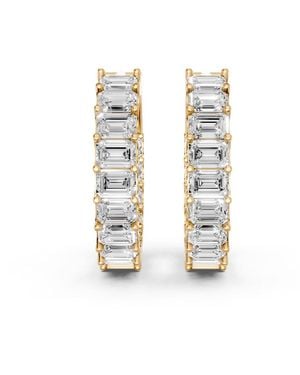 Aya Fine Jewelry Sonder Emerald Cut Lab Grown Diamond Hoop Earrings - White