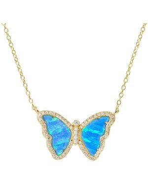 KAMARIA Opal Butterfly Necklace With Stripes - Blue
