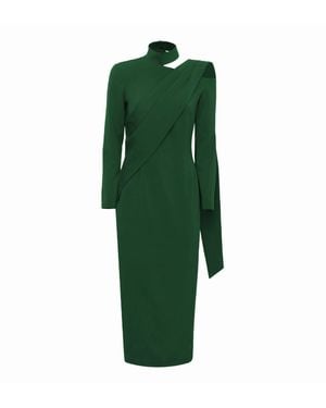 Julia Allert Elegant Evening Open Shoulder Midi Dress - Green