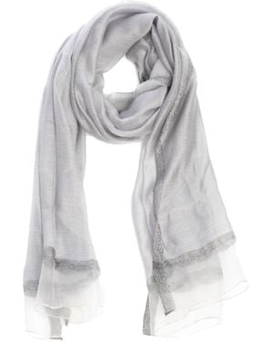 Saachi Shimmer Border Scarf - Grey