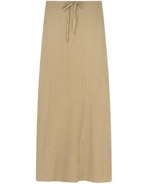 Rave on Trend Neutrals Crinkle Cotton Midi Skirt-Lined -Sand - Natural
