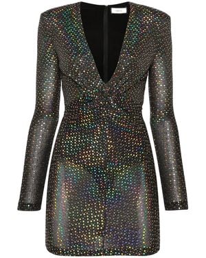 Nissa Sequin-Embellished V-Neck Minidress - Black