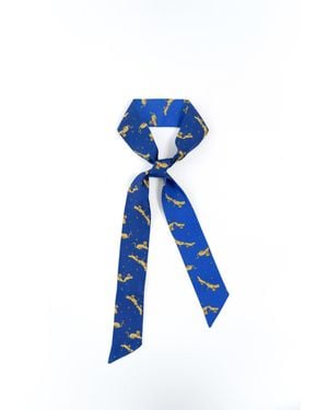 Lost Pattern Journey Silk Twilly Scarf By Shantall Lacayo - Blue