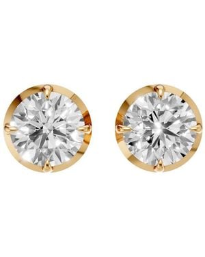 Aya Fine Jewelry 4 Carat Round Lab Grown Diamond Stud Earrings - Metallic