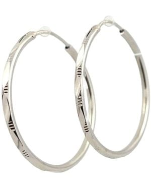 Bellus Domina Sterling Hammered Hoop Earrings - Metallic