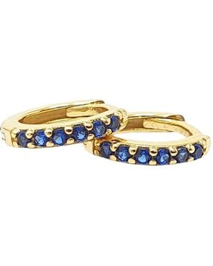 Harfi Sapphire September Birthstone Huggie Hoop Earrings - Multicolour