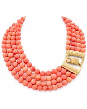 Michael Nash Jewelry Irena Four Strand Coral Resin Bead Nesting Necklace - Red