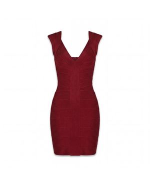 Irmak Su Guclu Vistula Body Sculpt Burgundy Bandage Dress - Red