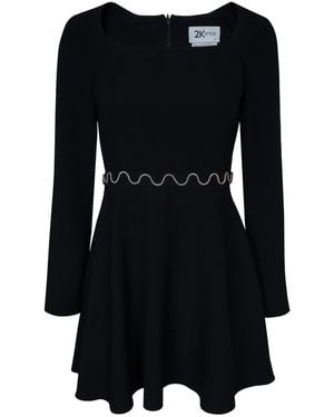 2KStyle Brigitte Square Neckline Chain-Embellished Skater Mini Dress - Black