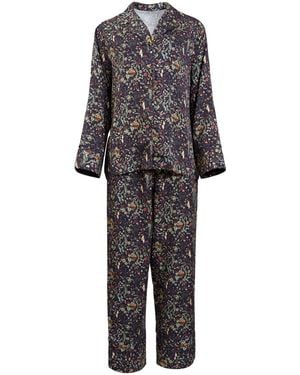 Fable England Viscose Wolf Garden Print Pyjama Set - Grey