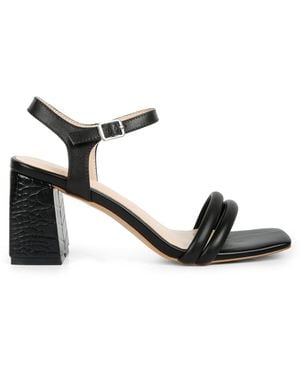 Rag & Co Edyta Ankle Strap Block Heel Sandals - Black