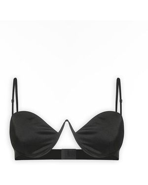 Maison sél Underwire Satin Bra - Black