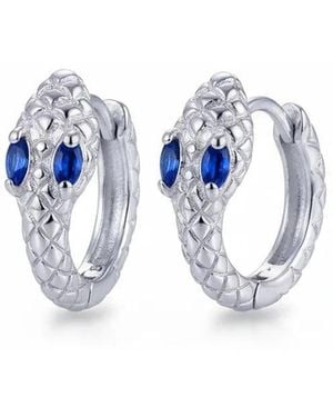 Angel Barocco Small & Dainty Snake Hoops Earrings - Blue