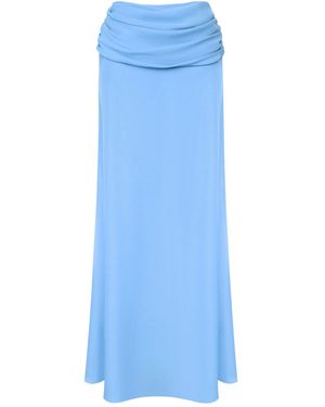 POST MERIDIEM Chiffon Maxi Skirt With Draping - Blue