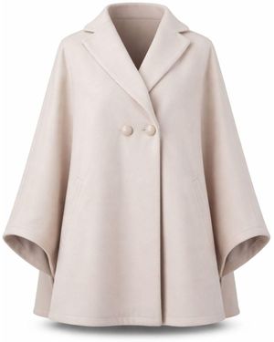 Nikka Place Wool Poncho Cape Coat With Buttons - Grey