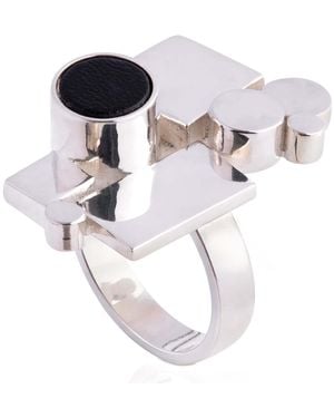N'damus London Ada Sterling & Leather Ring - Multicolour