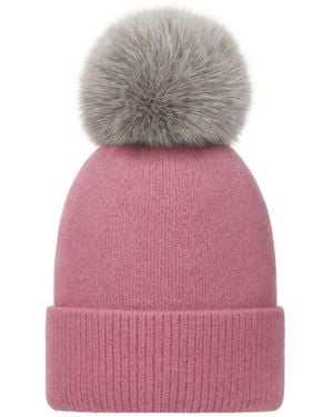Hortons England Fluffy Mohair Pom Pkm Hat Mauve - Pink