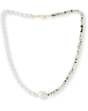 Pearls of the Orient Online Nova Single Strand Prenite & Cultured Freshwater Pearl Necklace - Metallic