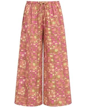 Montce Ibiza Geo Drawstring Wide-Leg Pant - Pink