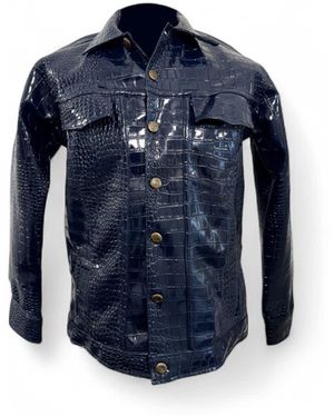 Jpo Koch House Vegan Reptilian Leather Shacket - Blue