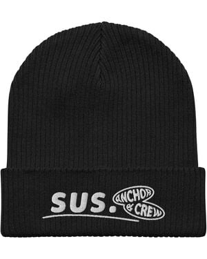 Anchor and Crew Sus Gen. Organic Cotton Embroidered Beanie - Black