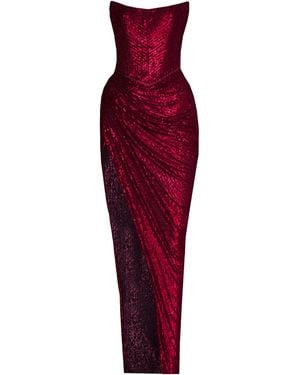 Angelika Jozefczyk Gaia Sequin Evening Gown Burgundy - Red