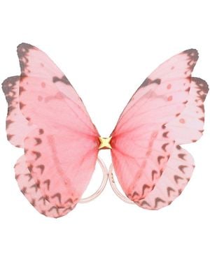 Oana Savu Adjustable Silk Butterfly Ring Sterling Stackable Jewellery - Pink