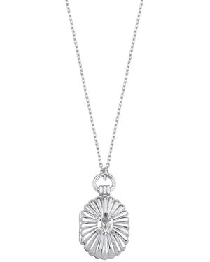 LINYA JEWELLERY Mini Stone Covered Medallion Locket Necklace - Metallic
