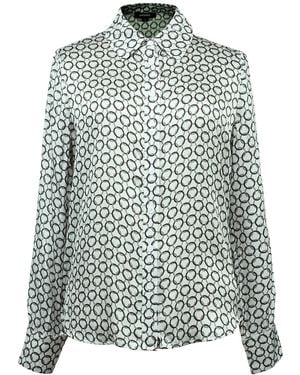 Smart and Joy Graphic Print Satin Long Sleeves Shirt - Green