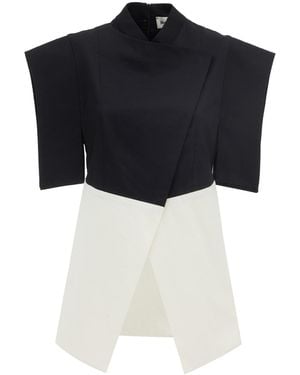 Julia Allert Asymmetric Color Block Top - Black