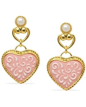 Vintouch Italy Heartwork Porcelain Heart Earrings - Metallic