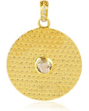Artisan 14k Yellow Gold Natural Diamond Designer Pendant - Metallic