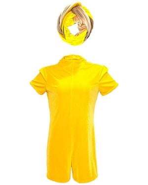 Julia Clancey Bae Sunshine Velour Hot Pant Jumpsuit Set - Yellow