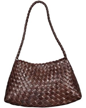 Rimini Woven Leather Sling Bag 'Erica' - Brown
