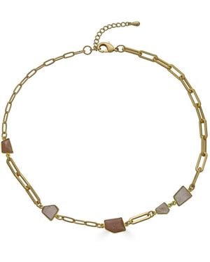 Loni Paul Jewelry Peach Moonstone & Rose Quartz Crystal Necklace - Metallic