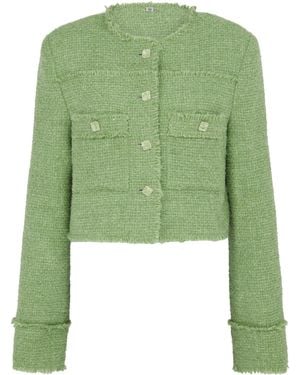 Sour Figs Metallic Thread Bouclé Tweed Jacket - Green