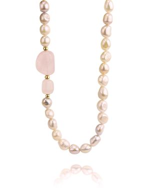 MOUNIR LONDON Pearl Rose Quartz Necklace Statement Necklace - Metallic