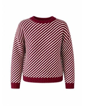 Mind Traveler Burgundy Diagonal Stripe Laura Knit Jumper - Red