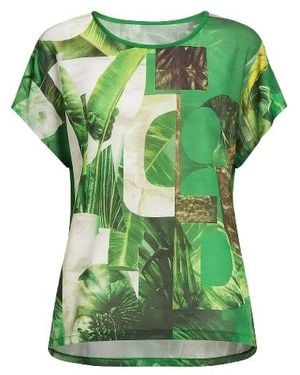 Conquista Slit Detail Short Sleeve Top - Green