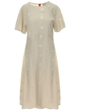 Silvia Serban Neutrals 3D Flowers Dress With Negligee - Natural